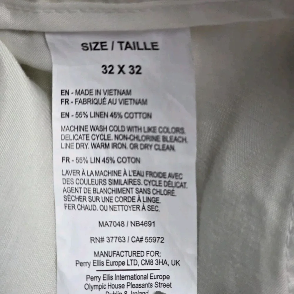 Perry Ellis NWT Beige Linen Blend Pants Size 32x32